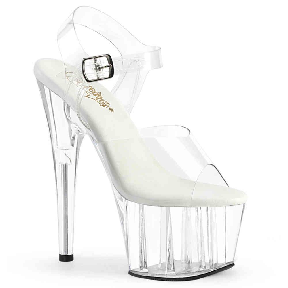 Pleaser - ADORE708VL Sandale à bride à la cheville, Pole dance chaussures - Transparent Product image